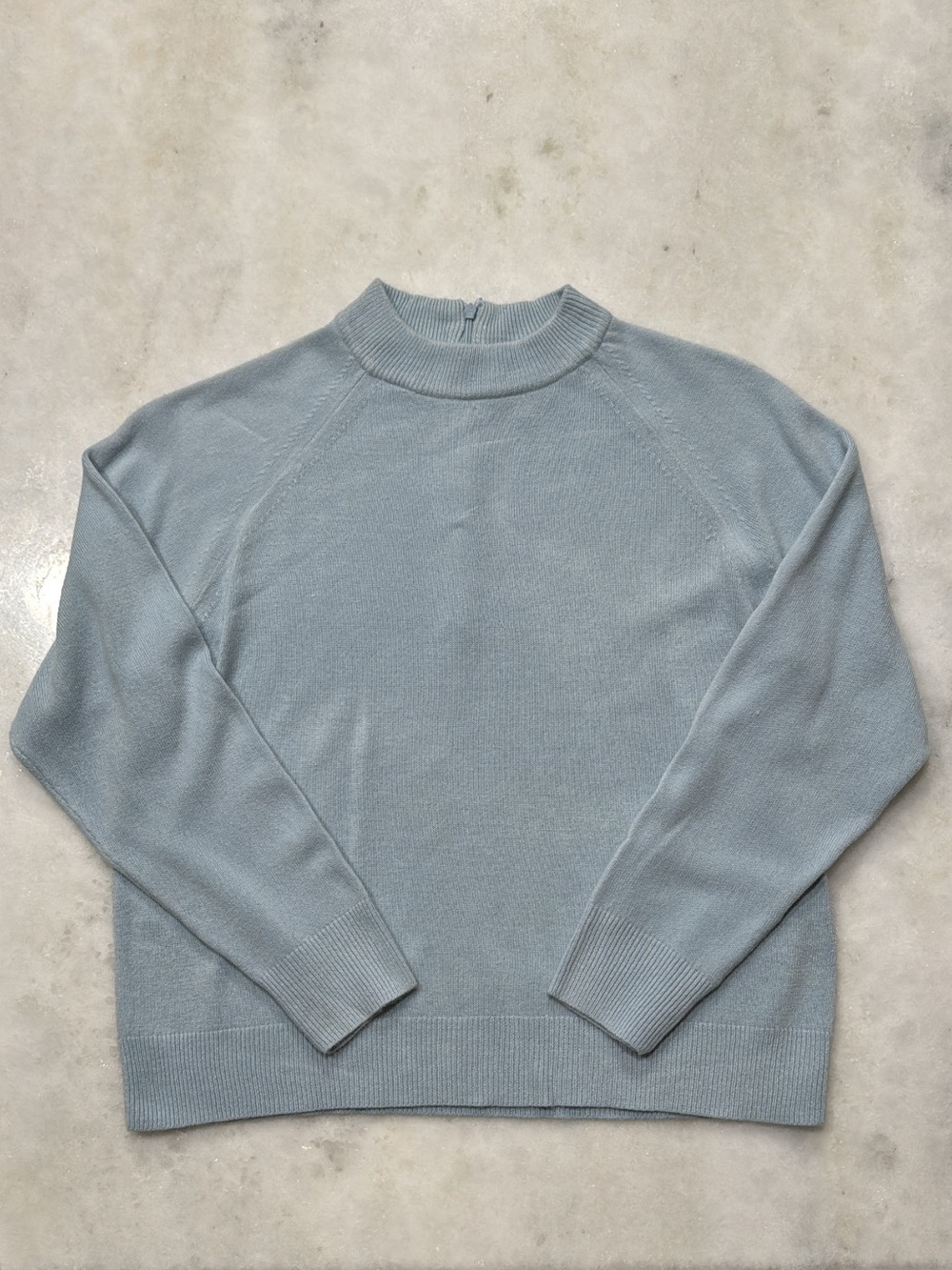 Debbie Morgan Pale Blue Mock Neck Sweater with Zipper